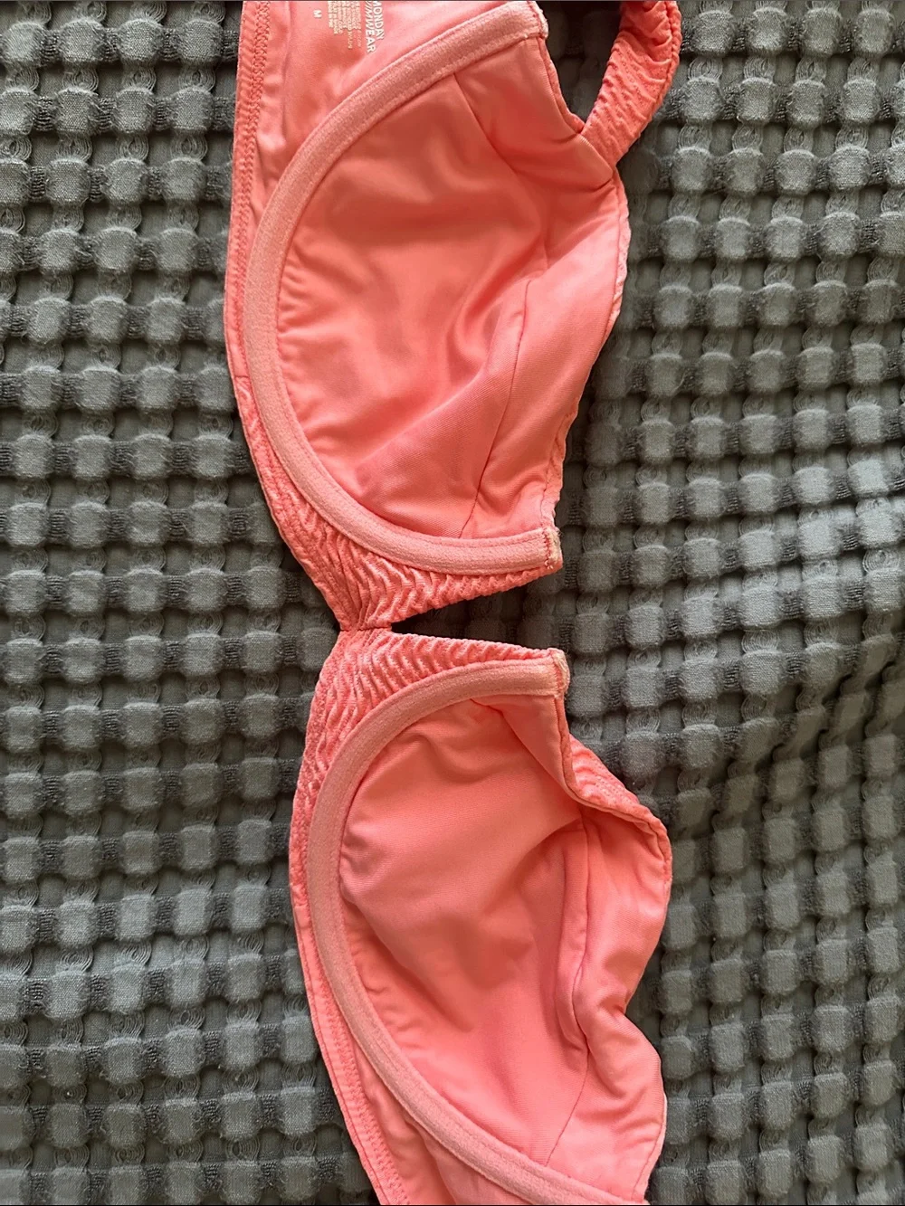 Monday Swimwear Coral Pink Textured Bikini Set